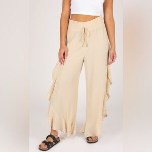 Sound Style New York Smocked Soft Crop Pant W/ Ruffle Size Small